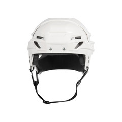 Naklejka premium White plastic hockey helmet isolated on white.