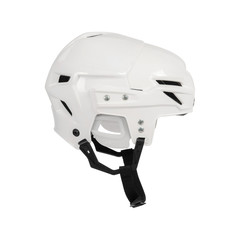 White plastic hockey helmet isolated on white.