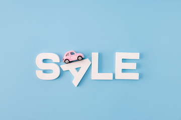 Let's go shopping together. High angle above view photo of x-mas sale low prices announce billboard...