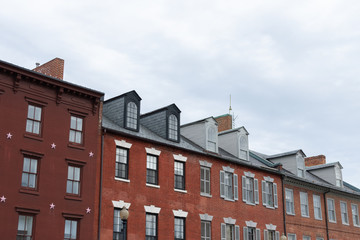 Fototapeta na wymiar A Row of Old Brick Buildings in Georgetown of Washington D.C.