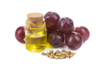 Grapeseed Oil isolated on white background.value Crammed with antioxidants and natural plant compounds or virgin cold pressed oil natural.organic cosmetic concept