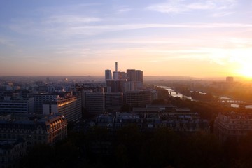Paris from the tower during a sunset