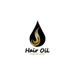 hair oil essential logo with drop oil and hair logo symbol-vector