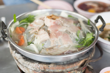 Thai Barbecue Style (Pork Pan).pork on a hot plate