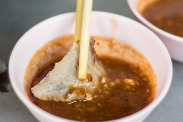 Thai Barbecue Style (Pork Pan).pork on a hot plate