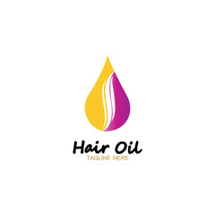 hair oil essential logo with drop oil and hair logo symbol-vector