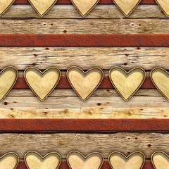 heart on wooden background seamless pattern 