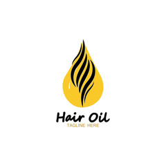 hair oil essential logo with drop oil and hair logo symbol-vector