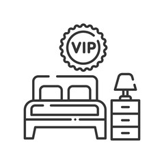 Vip hotel room line black icon. Luxury service. Sign for web page, mobile app, button, logo. Vector isolated button. Editable stroke.