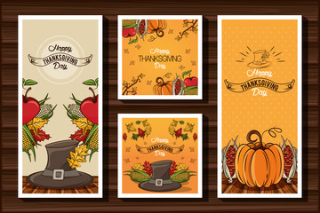 happy thanksgiving day bundle of cards