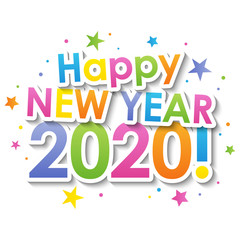 Fototapeta na wymiar HAPPY NEW YEAR 2020! vector colorful typography banner