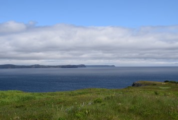 Baccalieu Trail landscape, road view across the Conception Bay towards Bay de Verde Newfoundland Canada