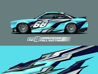 Race car wrap decal designs. Abstract racing and sport background for racing livery or daily use car vinyl sticker. Full vector eps 10.