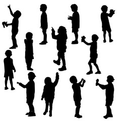 Twelve silhouette of a child that plays