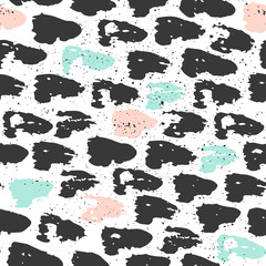 Vector seamless pattern with geometric brush strokes elements. Memphis geometric outline trendy modern style. 