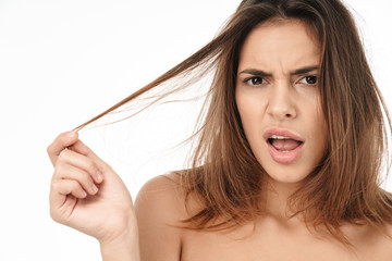 Beauty portrait of an attractive young topless woman