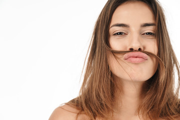 Obraz premium Beauty portrait of an attractive young topless woman