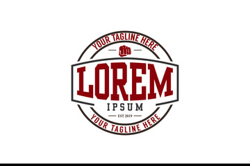 OLD SCHOOL OR RETRO THEME LOGO FOR BOXING OR MARTIAL ARTS SPORT VECTOR LOGO TEMPLATE