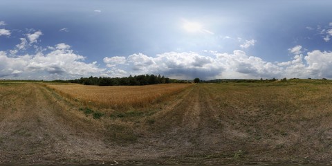 Fototapeta na wymiar Dark clouds over the fields Spherical HDRI panorama