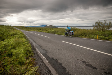 man crossing iceland by bike