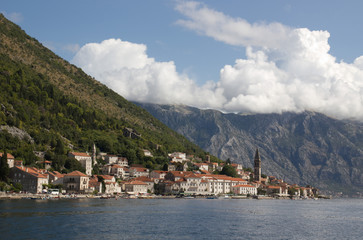 Fototapeta na wymiar Boka Kotorska Bay in Montenegro. Perast