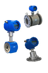 three modern industrial gas meter high precision digital isolated on white background