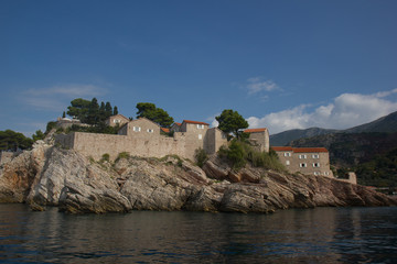 Fototapeta na wymiar The coast of Montenegro. St. Stephen's Island.