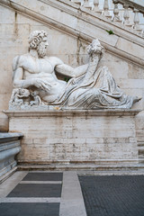 Roman marble sculpture of the deity of the Tiber on Capitol Hill in Rome