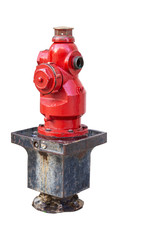 powerful modern hydrant to extinguish a fire outdoors isolated on a white background