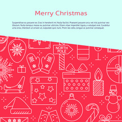 Merry Christmas banner template in line style