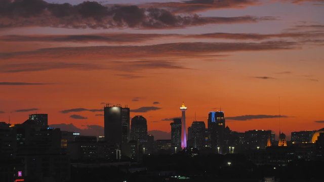 The capital of Indonesia Jakarta during sunset.