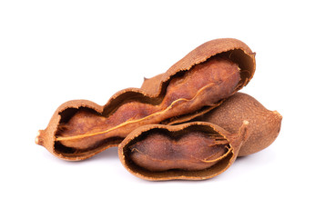 Sweet tamarind isolated on white background. Fresh tamarind fruit.