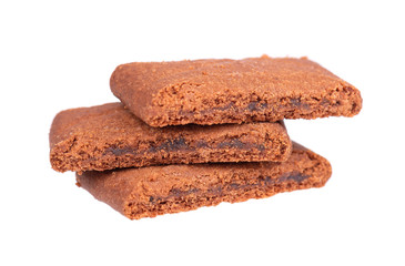 Homemade chocolate brownies dessert, isolated on white background. Slices of brownie, cookies,...