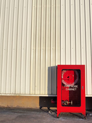 Fire Hose Cabinet Installed Outdoor of The Factory 