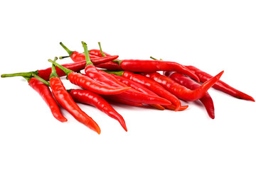 red chilli pepper isolated on white background, Food ingredients that give a spicy taste.