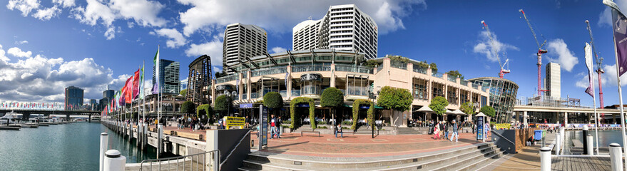 SYDNEY - AUGUST 19, 2018: Darling Harbour with tourists and locals