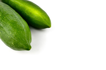 green papaya isolated on white background, ingredient Spicy green papaya salad or somtum Famous food in thailand