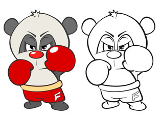 Vector Illustration of a Cute Cartoon Character Panda for you Design and Computer Game. Coloring Book Outline Set
