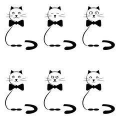 Cute cartoon cat character with different emotions set of vector Illustrations. Angry, sleepy, kind, dreaming cat