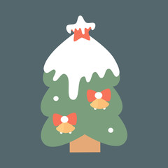 cute cartoon christmas tree with snow holidays vector illustration