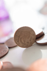 closeup of coins (euro cents)