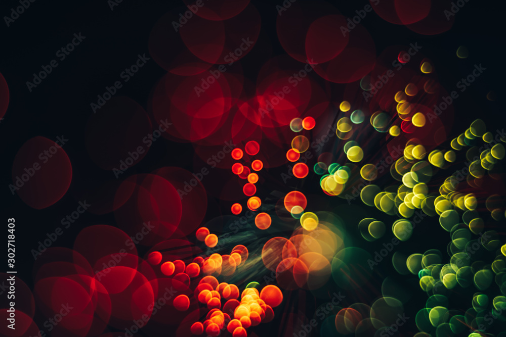 Poster Beautiful abstract optical light bokeh  on a glow background.