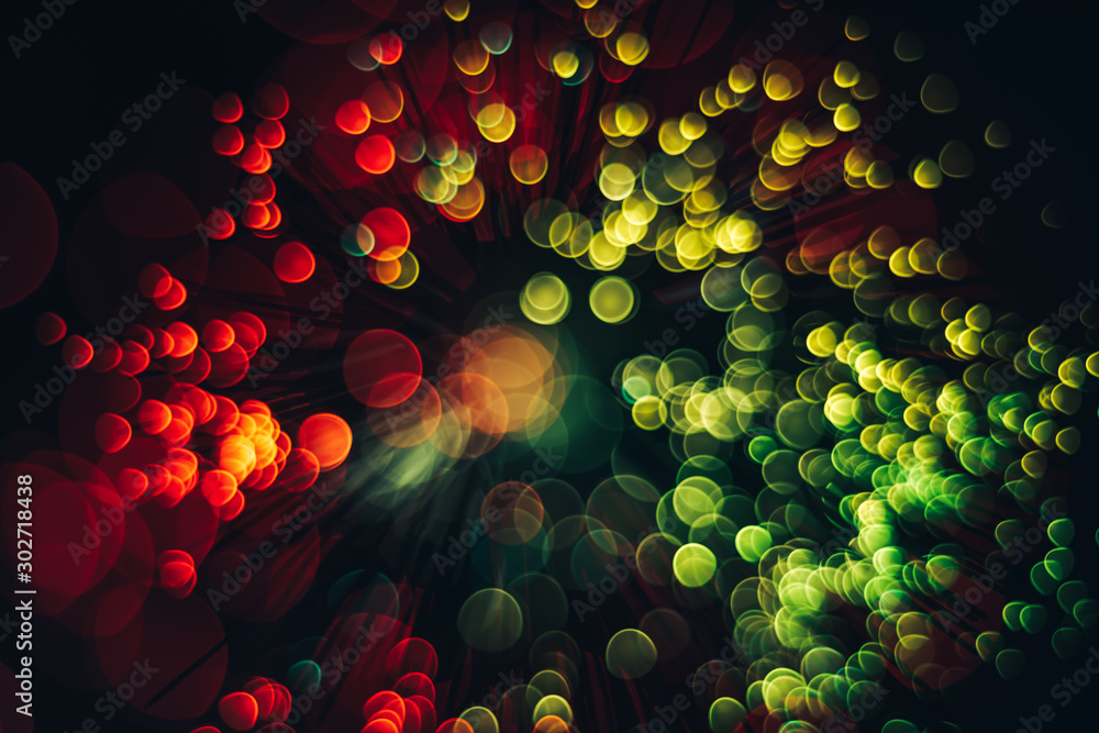 Poster Beautiful abstract optical light bokeh  on a glow background.
