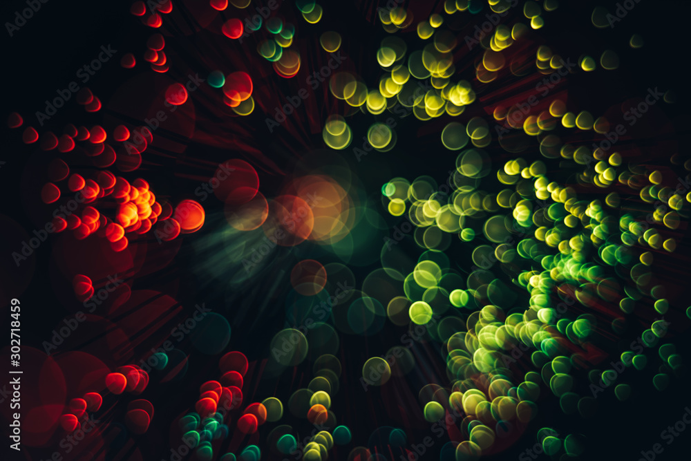 Poster Beautiful abstract optical light bokeh  on a glow background.