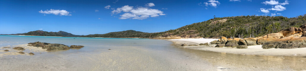 Panoramic view of Whitehaven Beach in Queensland, Australia