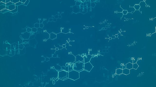 Microbiological looped background with chemical structural formulas of hormones for medical, scientific and other projects.