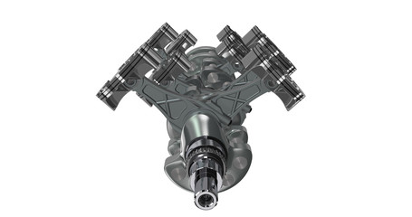 V 8 engine. 3D render