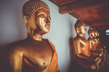 Buddha statues in Wat Pho, Bangkok, Thailand