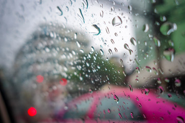 Rain drops on a car window