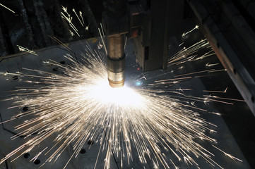 Metal cutting. The process of cutting metal using plasma cutting.